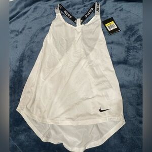 Nike JUST DO IT drifit white athletic Tank Top racerback neon Straps NWT S
